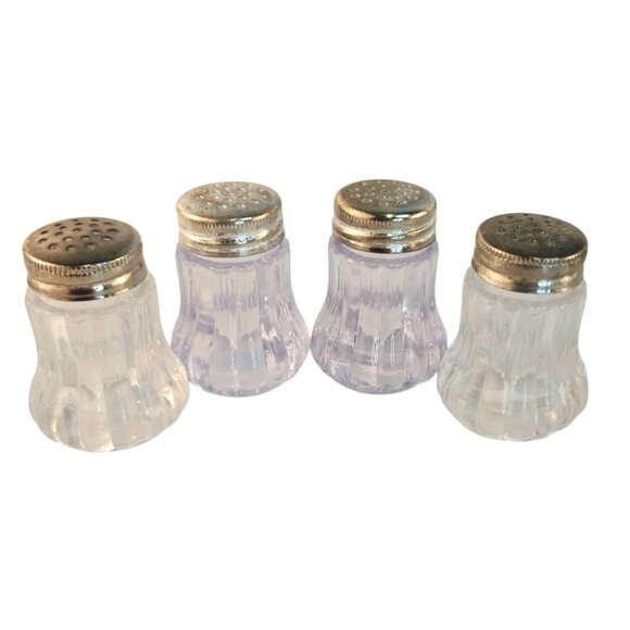 Vintage Miniature Acrylic Salt & Pepper Shakers With Screw-On Metal Lids Set Of - Picture 1 of 8